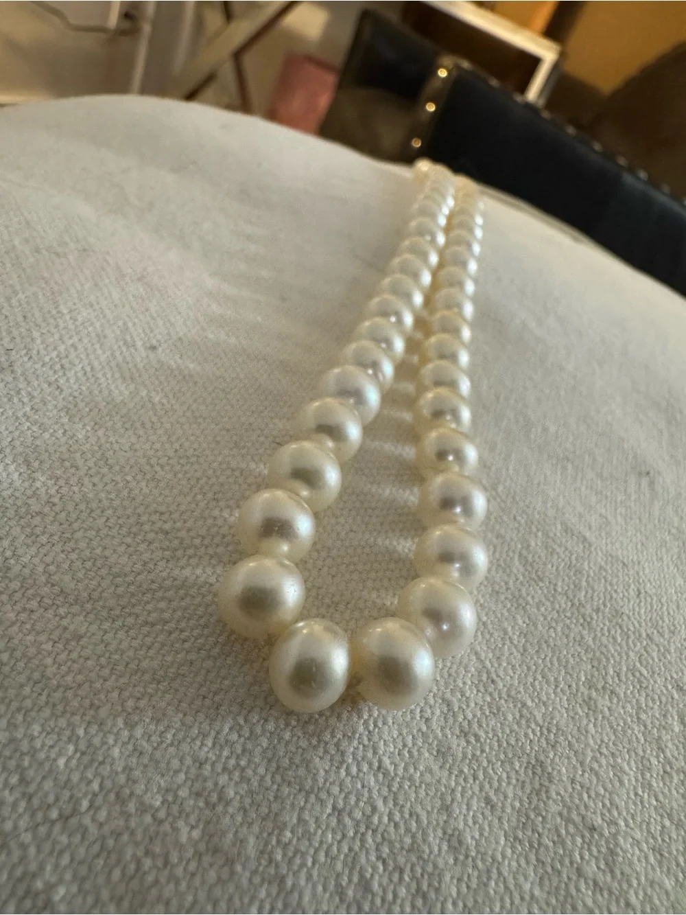 💲💲Genuine Round Pearl Individually Strung Short Necklace 17”